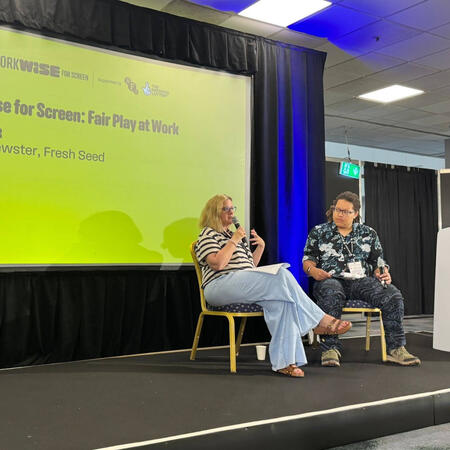Jonas hosting the WorkWise for Screen Panel at Develop Brighton 2025